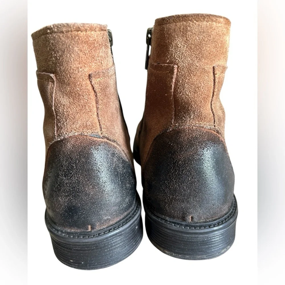 Men's Brown Suede and Dark Toe Ankle Boots